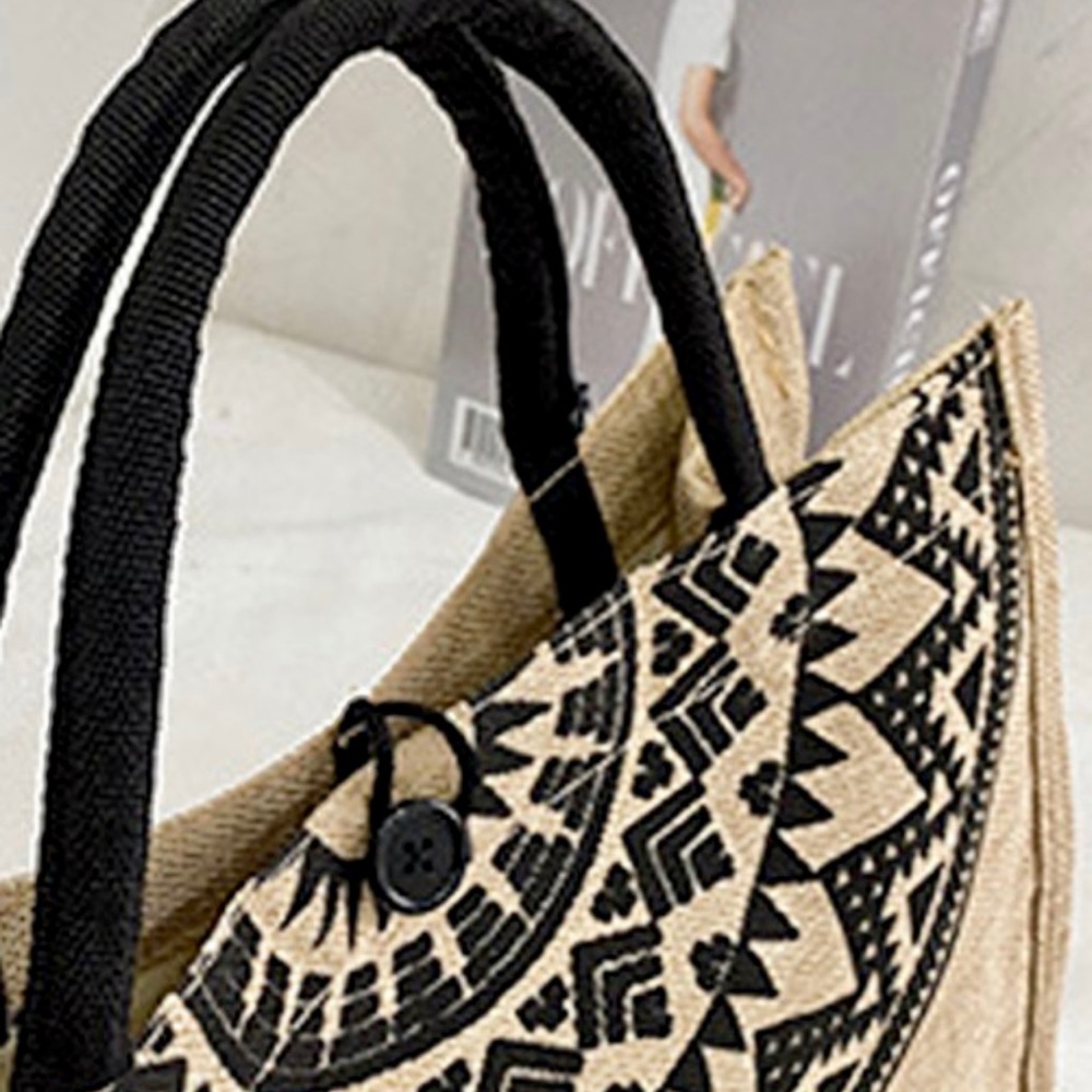 Khaki Classic Jute Hessian reusable Eco friendly Tote Bag - Picture 3 of 5